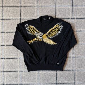 Diesel Black Sweater with Eagle Motif 80% wool